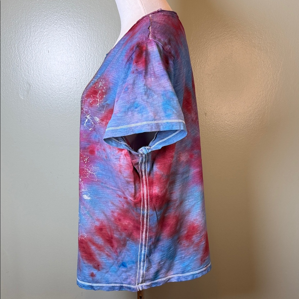 Tie-Dye Women's Top - Red and Blue - Picture 3 of 10